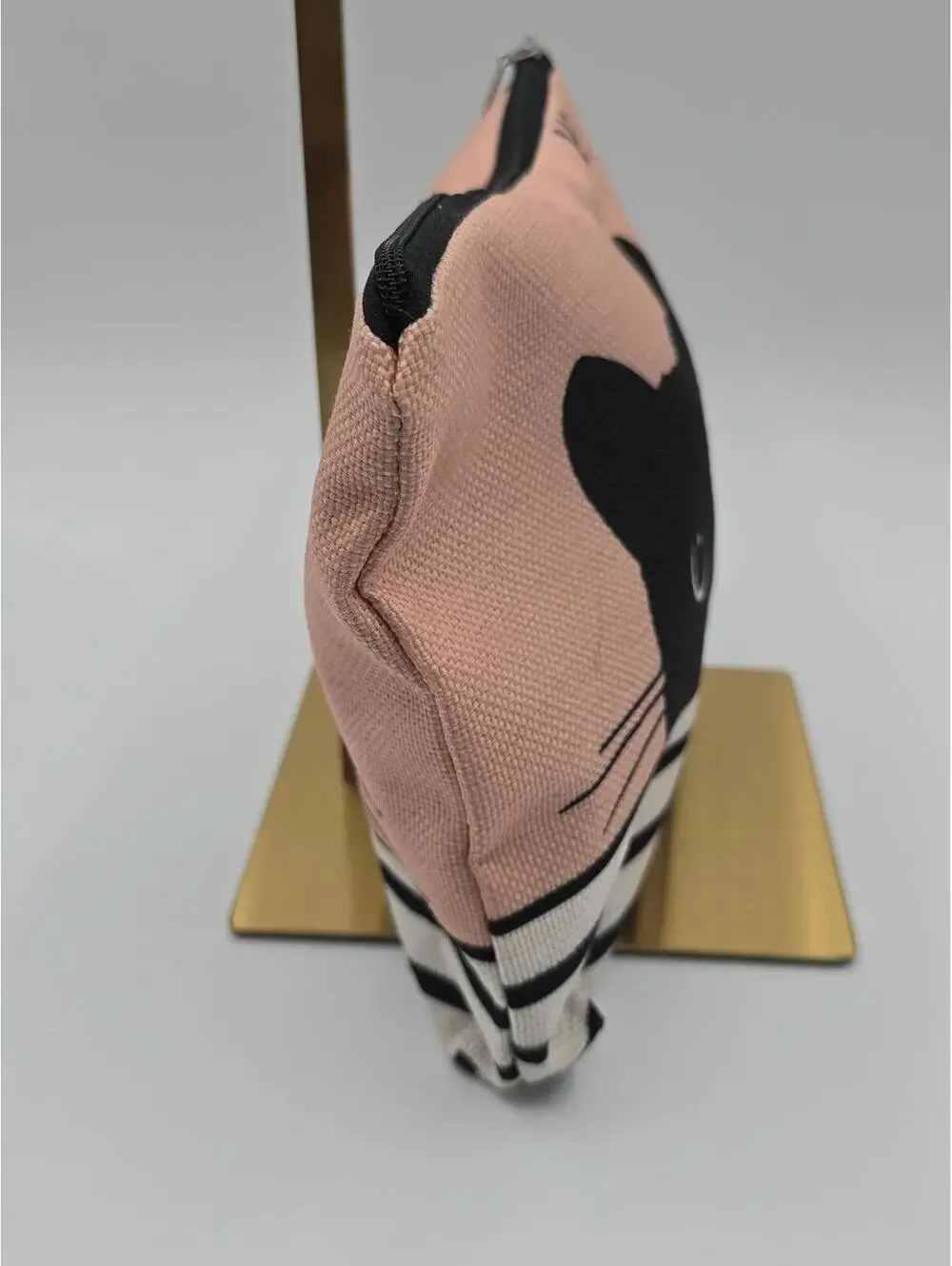 Cute Pink White and Black Cat Print Canvas Zipper Pouch/Makeup Bag